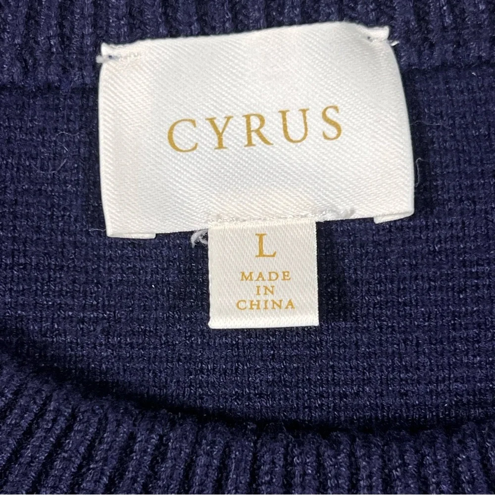 Cyrus Navy Blue Striped Crewneck Sweater Size‎ Large